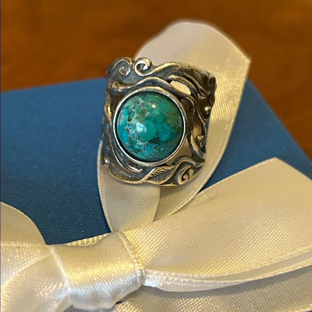 Solid Sterling Silver Ring With Turquoise Stone - image 6
